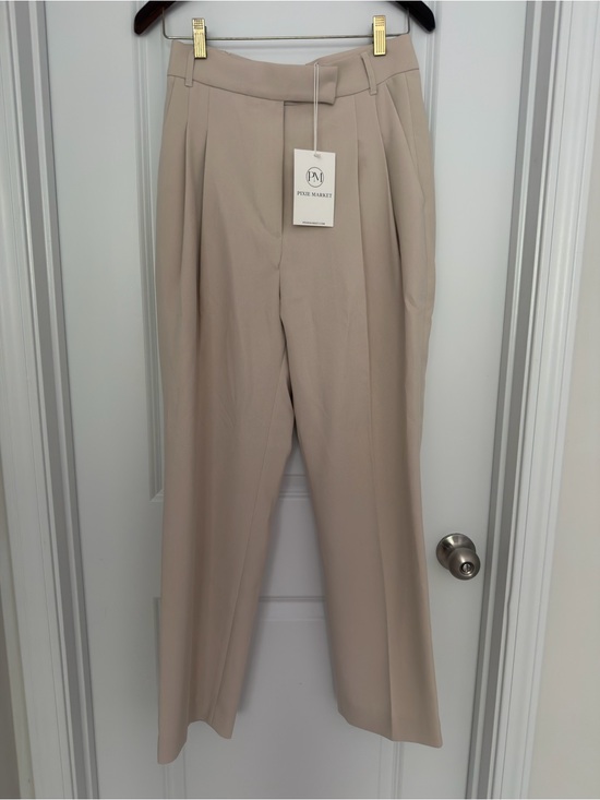 Pixie Market Pants - NWT Pixie Market Beige High-Waist Tailored Trousers